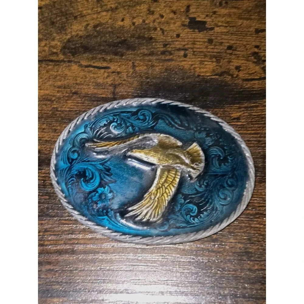 Soaring Eagle‎ Blue Enamel Belt Buckle C+J 1985 #1064